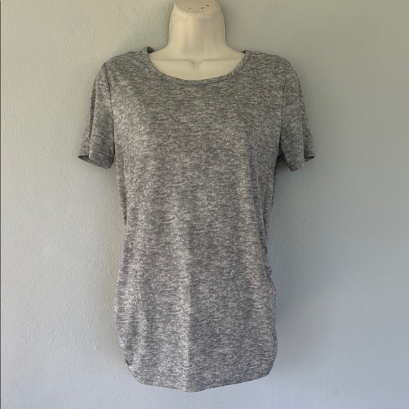Emma’s Expressions Maternity gray crewneck short sleeve ruched tee medium - Picture 2 of 10